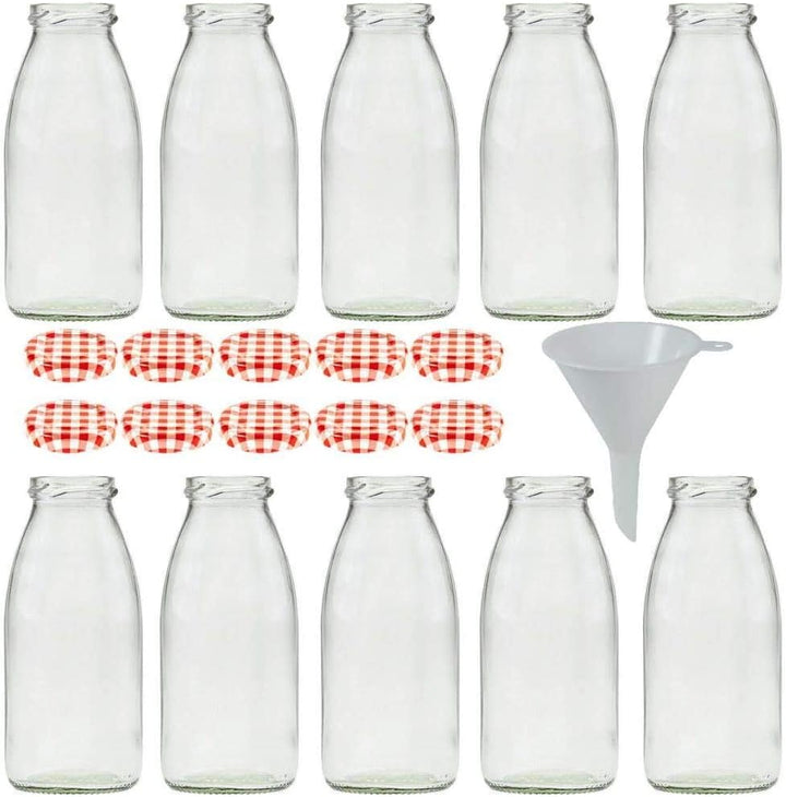 mikken| 10 Glasflaschen 250 ml, Flasche mit Schraubverschluss inkl. Trichter 10 Flaschen 250 ml, 10