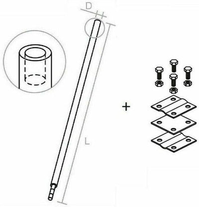 Tiefenerder Erder Erdung SET Ø16mm V2A Edelstahl - Längenauswahl (Ø16 SET 1,5m 1x1500mm), Ø16 SET 1,