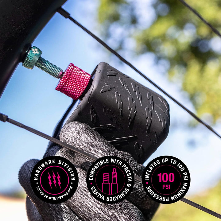 Muc-Off Airmach Elektrische Mini Luftpumpe – Presta &amp; Schrader – Kompakte Fahrradpumpe mit USB-C-Sch