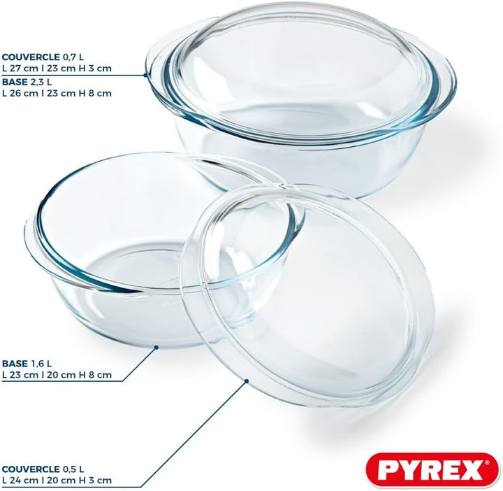 Pyrex® 4 in 1 Kollektion | Bräter aus Borosilikatglas | 2 Stück | Dampfgaren, schnelles und schmackh