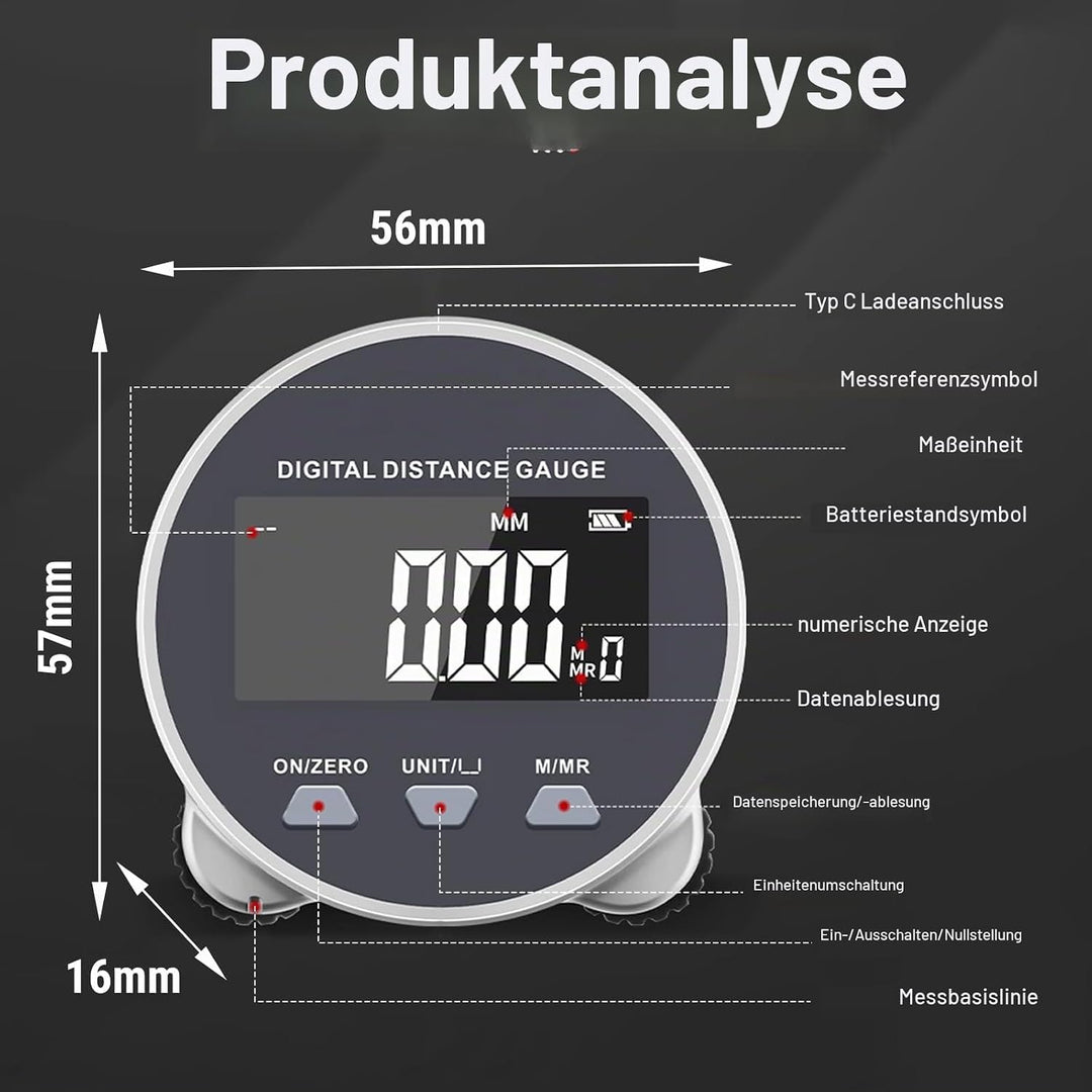Digitales Rolllineal, Messrad Klein Digital, Elektronisches Massband mit LCD-Bildschirm, zum Messen