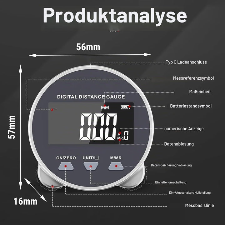 Digitales Rolllineal, Messrad Klein Digital, Elektronisches Massband mit LCD-Bildschirm, zum Messen