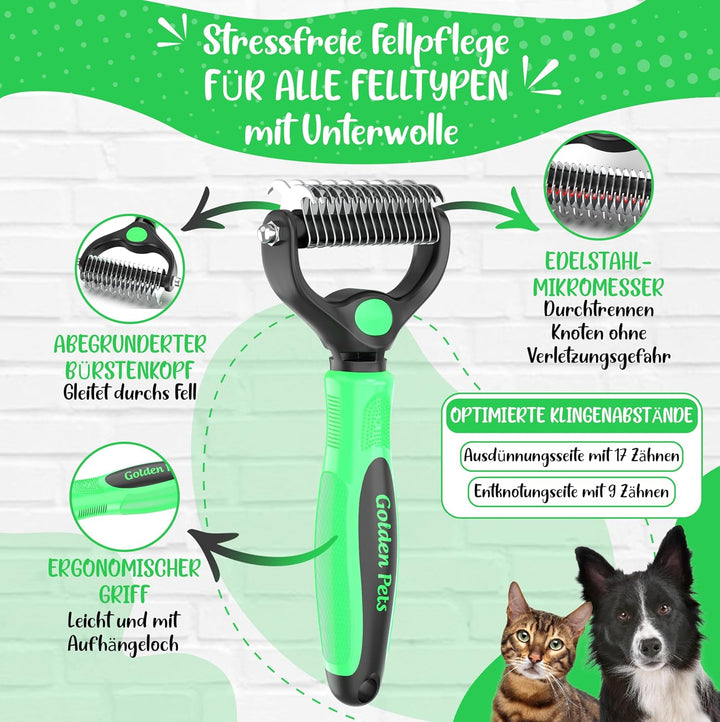 Testnote: Sehr gut - Unterwollbürste & Unterfellbürste I Hundebürste & Katzenbürste für langhaar I U