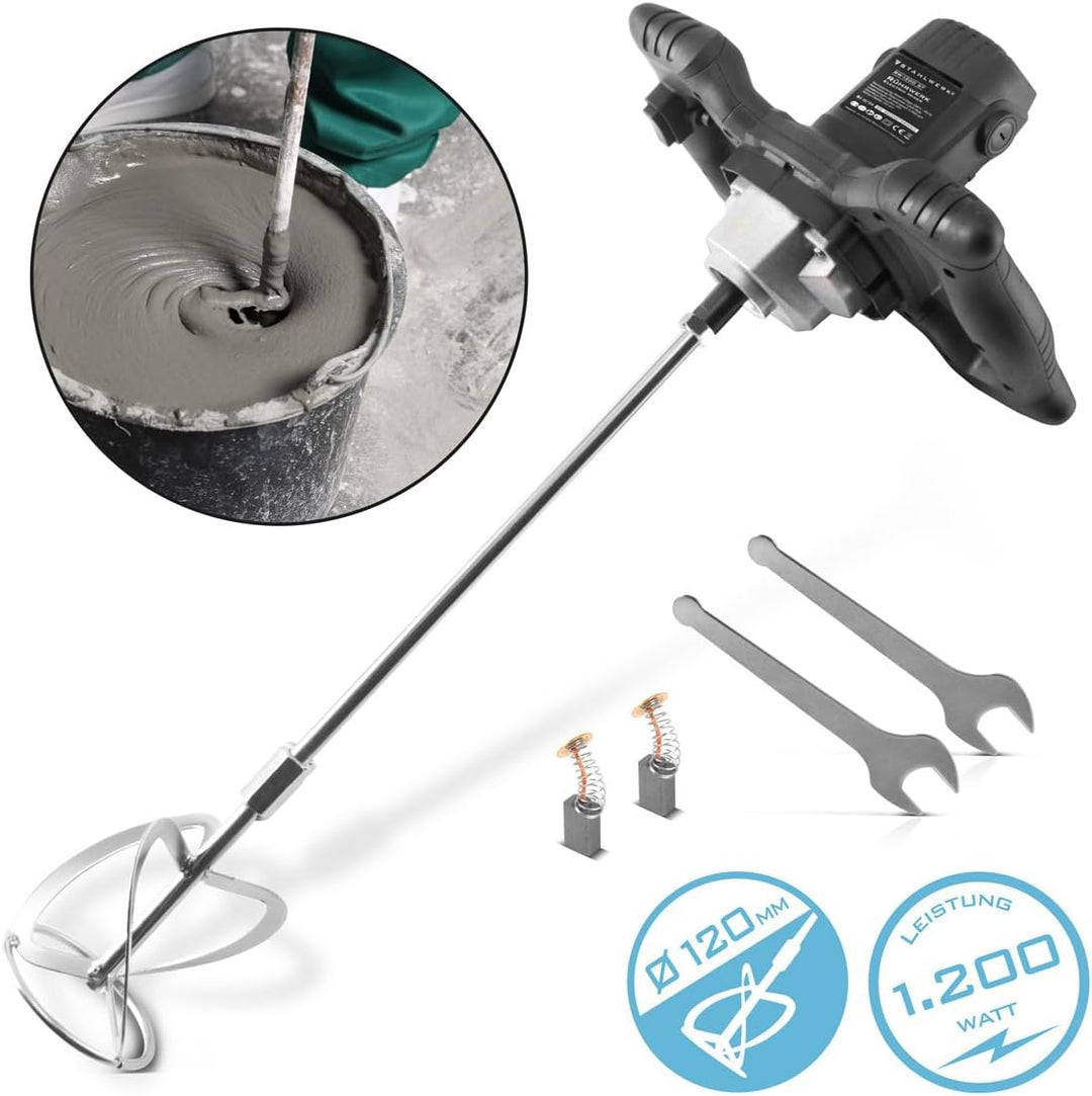 STAHLWERK Rührwerk RW-1200 ST mit 1.200 W und 850 U/min elektrischer Mörtelrührer | Mörtelmischer |