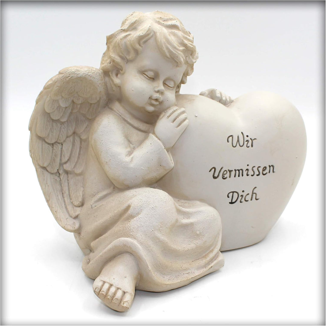 Kieskönig Engel mit Herz Wir Vermissen Dich Grab Grabschmuck Trauerschmuck