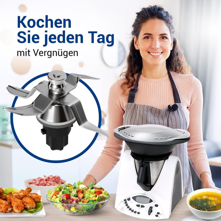 VIOKS Mixmesser Ersatz für Thermomix Messer TM31 - Ersatzmesser mit 4 Klingen und Dichtring - Küchen
