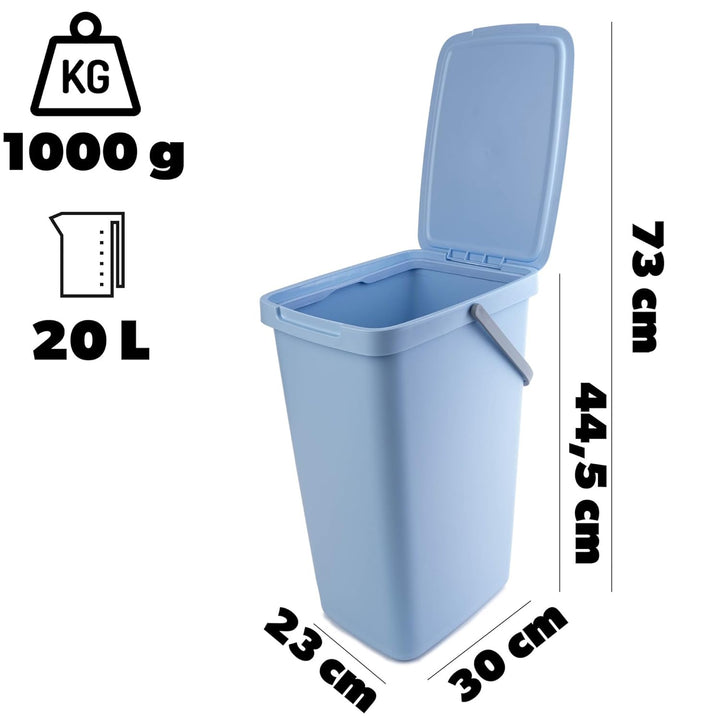 KADAX Abfallbehälter 20L, 4er Set, Abfalleimer aus Plastik mit Deckel und Griff, Mülleimer für Müllt