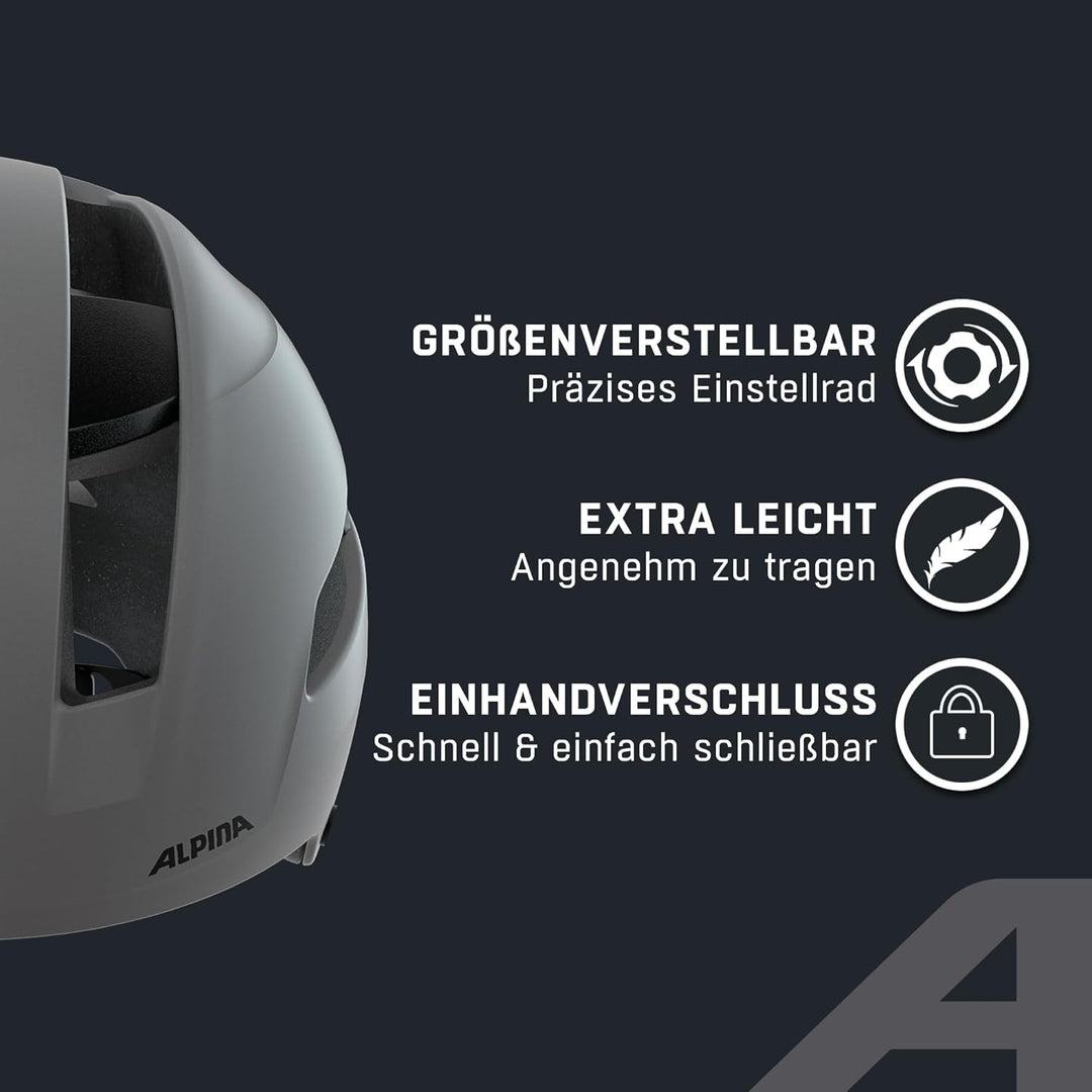 ALPINA SOHO - Extrem Robuster, Leichter & Individuell Anpassbarer Urban Fahrradhelm Für Erwachsene c
