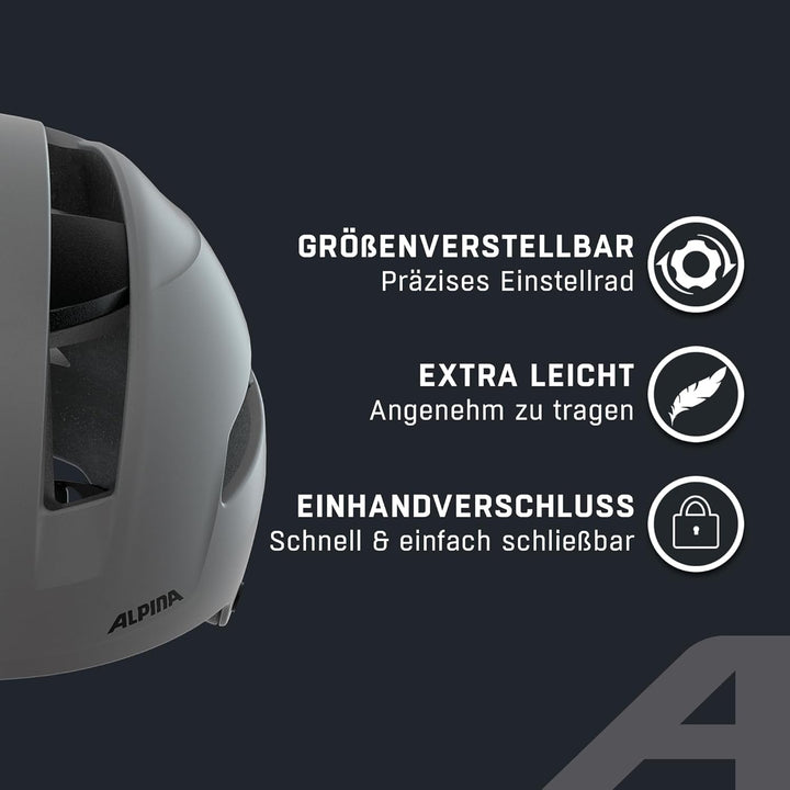 ALPINA SOHO - Extrem Robuster, Leichter & Individuell Anpassbarer Urban Fahrradhelm Für Erwachsene c