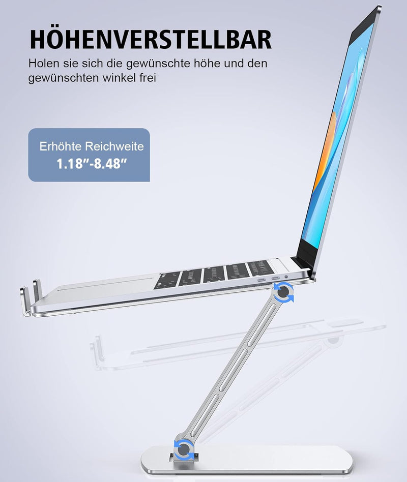 Glangeh Laptop Ständer Höhenverstellbar, Ergonomischer, Tragbarer Notebook Ständer für Schreibtisch,