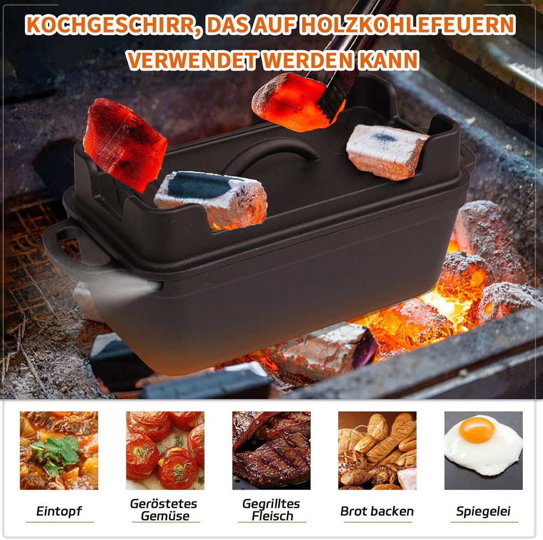 Illidan Gusseisen Brotbackform mit Deckel, 2-in-1 Broodbakvormen Voor Brood,Rechteckig Sauerteig Bro