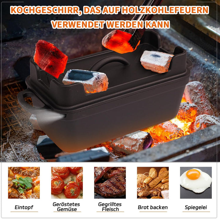 Illidan Gusseisen Brotbackform mit Deckel, 2-in-1 Broodbakvormen Voor Brood,Rechteckig Sauerteig Bro
