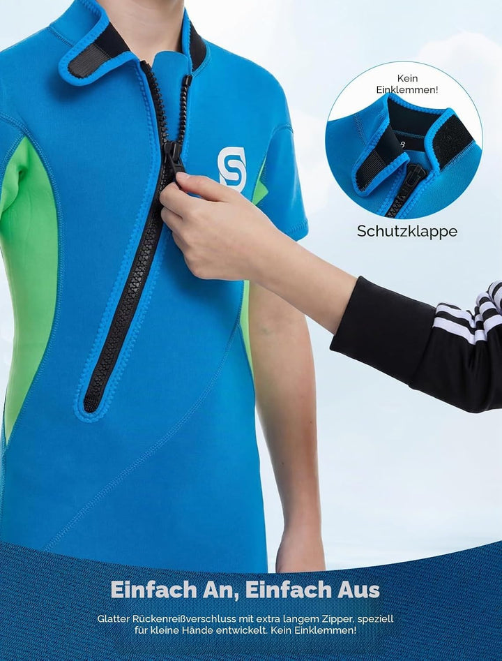 Neoprenanzug Kinder，2MM Neopren Shorty Wärmender Badeanzüge für Mädchen Jungen Thermal Taucheranzug