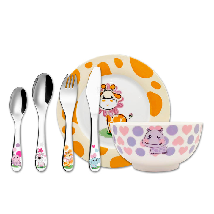 Exzact Besteck Geschenkset 6 Stücken aus Edelstahl/Kindergeschirr - 1 x Schale, 1 x Teller, 1 x Tafe