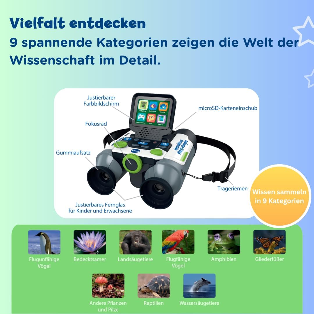 VTech Interaktives Video-Fernglas – Mit eingebauter Kamera, 10-facher Vergrösserung und beeindrucken