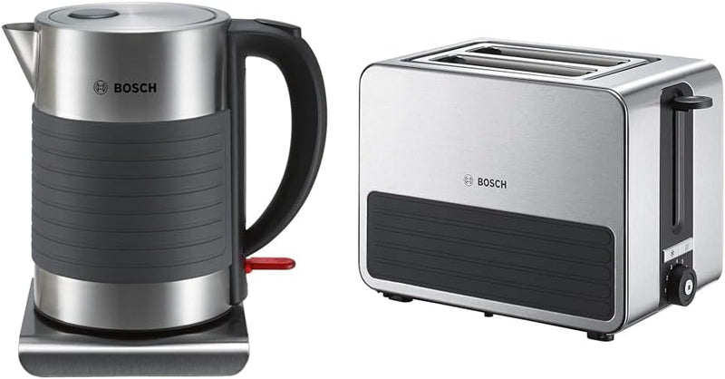 Bosch TWK7S05 Wasserkocher, Schwarz, Grau & TAT7S25 Toaster Bundle mit TAT7S25 Toaster