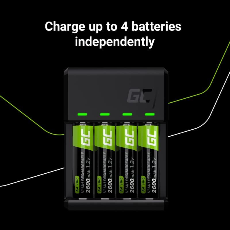 Green Cell VitalCharger Batterieladegerät Ladegerät + 4X AAA 800mAh für NI-MH AA AAA R6 R03 Mignon A