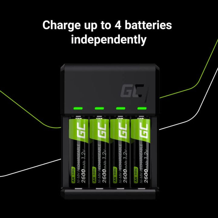Green Cell VitalCharger Batterieladegerät Ladegerät + 4X AAA 800mAh für NI-MH AA AAA R6 R03 Mignon A
