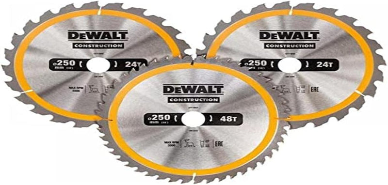 Dewalt Kreissägeblatt-Set 3er Pack, DT1964 (1x 305x30x3.0 mm, 24, WZ, -5° / 1x 305x30x3.0 mm, 48 WZ,