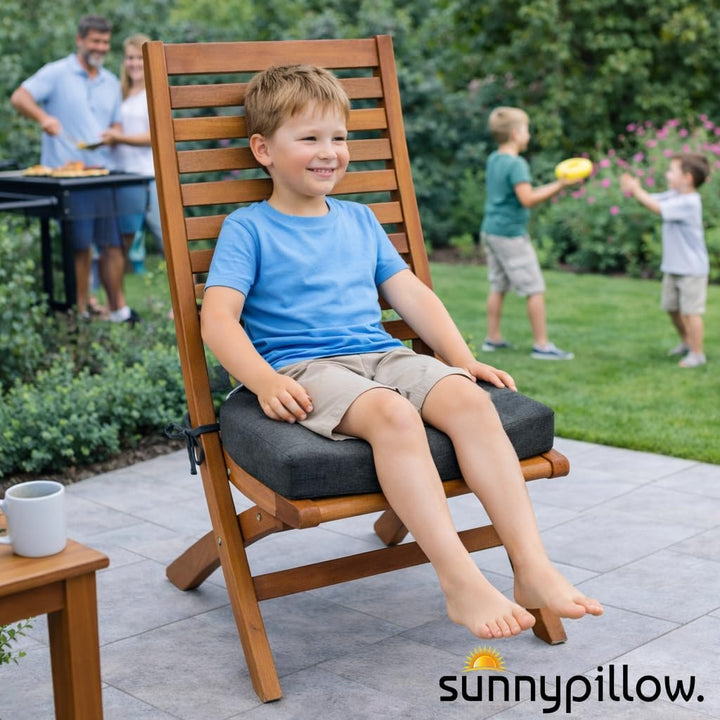 sunnypillow 2er Set Stuhlkissen 40 x 40 cm wasserdicht UV-lichtecht 7cm dick - Outdoor Polsterauflag