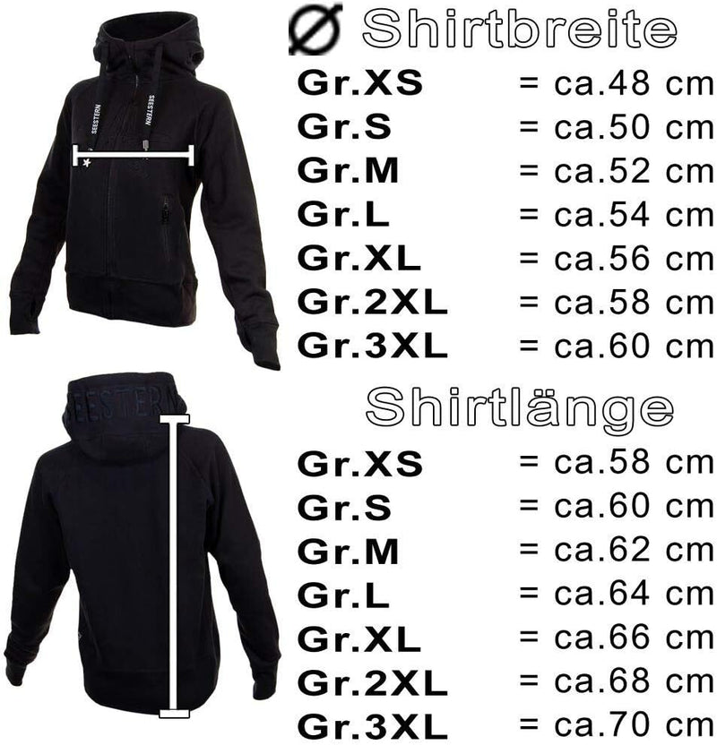 SEESTERN Damen Kapuzen Sweat Shirt Jacke Pullover Zip Hoody Sweater Gr.XS-XXL /1422-1622 XL Dunkel B
