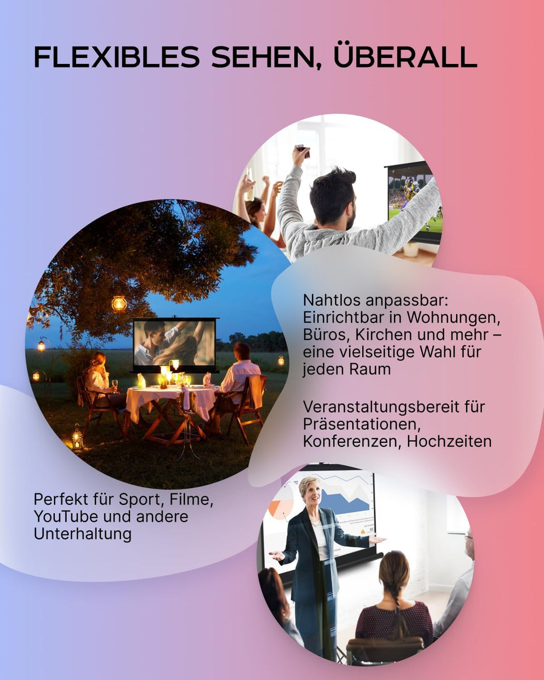 Beamer Leinwand mit Stativ 60 zoll – Projektor Leinwand für Indoor und Outdoor für Film und Büropräs