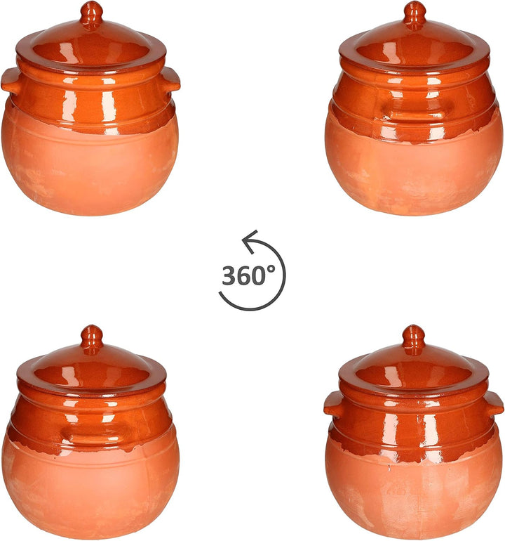 MamboCat Tontopf mit Deckel I Eintopf I 4,5 Liter I Mediterran I Unikat Handarbeit I teilglasiert I