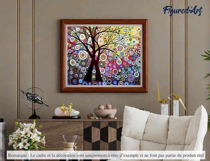 Figured'Art Malen Nach Zahlen Erwachsene Mit Rahmen Baum im Buntglaseffekt - Paint by Numbers Bastel