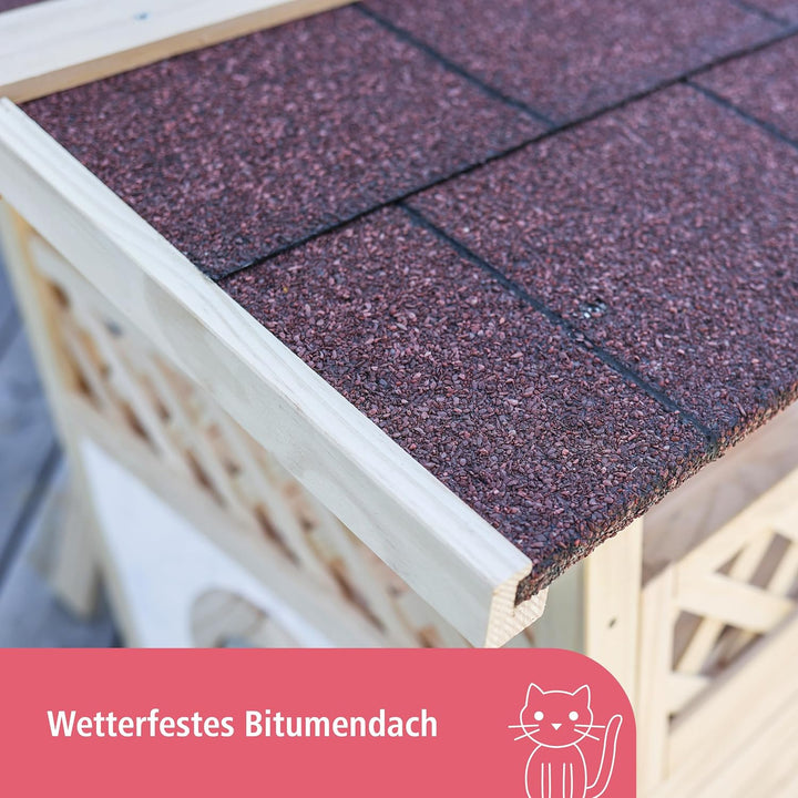 Kerbl 82660 Katzenhaus Tyrol Alpin 88 x 57 x 77 cm, Natur, Outdoor