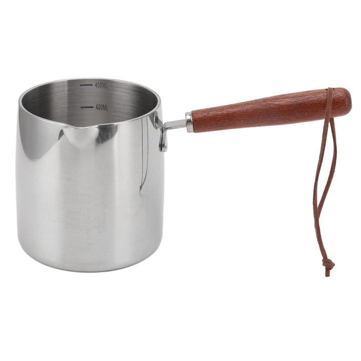 450 Ml Edelstahl-Butterwärmer, Mini-Kaffee-Milchtopf, Kleiner Topf mit Ausgiesser, Deckel, Pfannenau