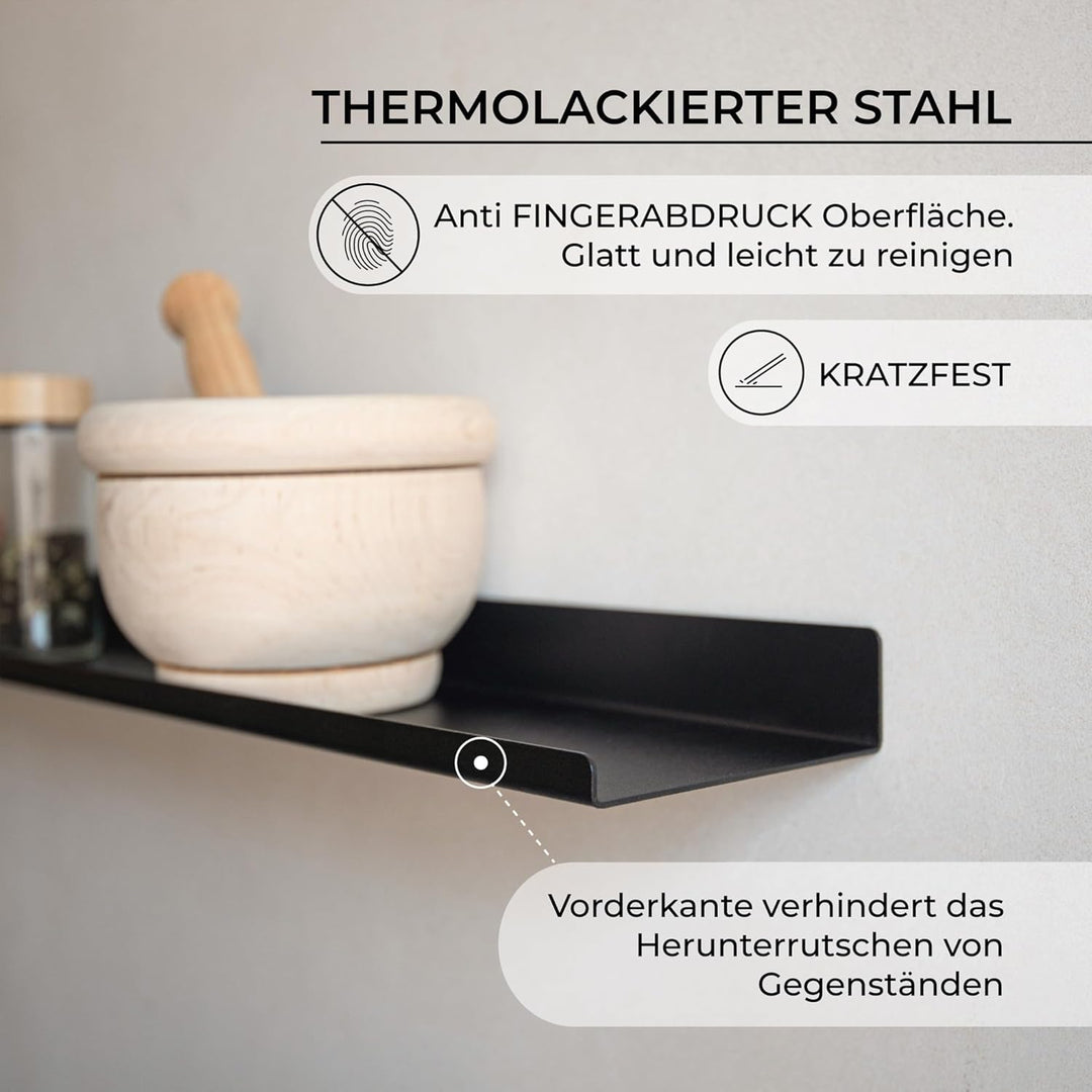 MILUKA Wandregale Aus Metall Schwarz | 2er Set Schweberegale 110 cm Long, Wandboards, Für Dekos, Bil