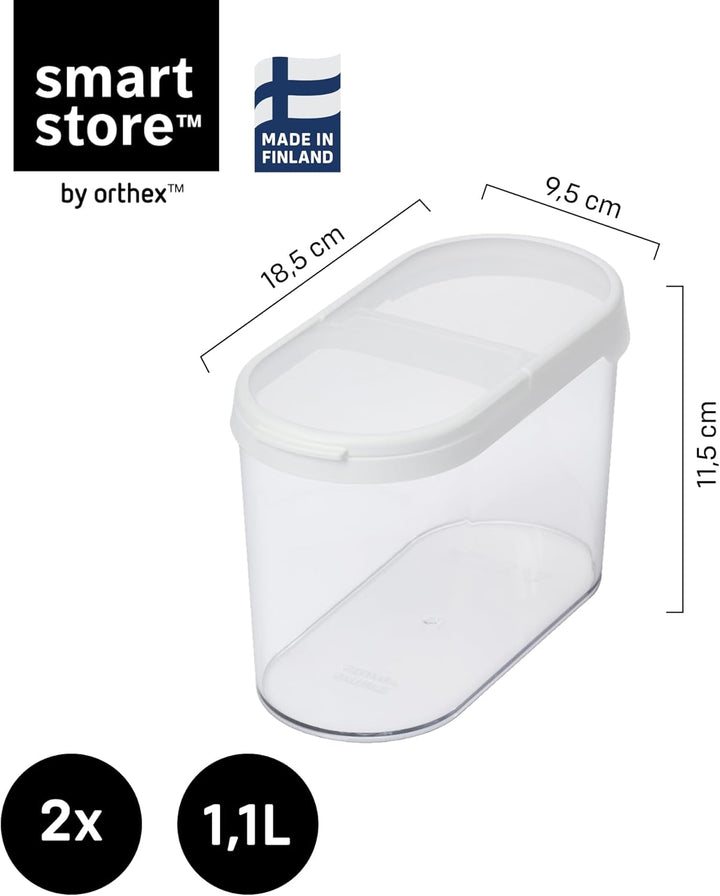 SmartStore Vorratsdose, 2er Set, BPA-frei, 1,1L, Vorratsbehälter mit Deckel I Stapelbar, Transparent