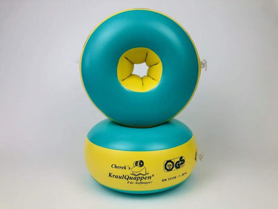 Cherek´s KraulQuappen® für Anfänger grün/gelb Schwimmflügel für Kinder Babys ab dem 8 Monat bis 30kg