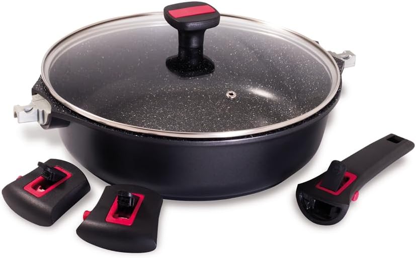 BAUMALU - Bratentopf mit Granit Pro Keramikdeckel - Aluminiumguss - Herdarten, einschliesslich Induk