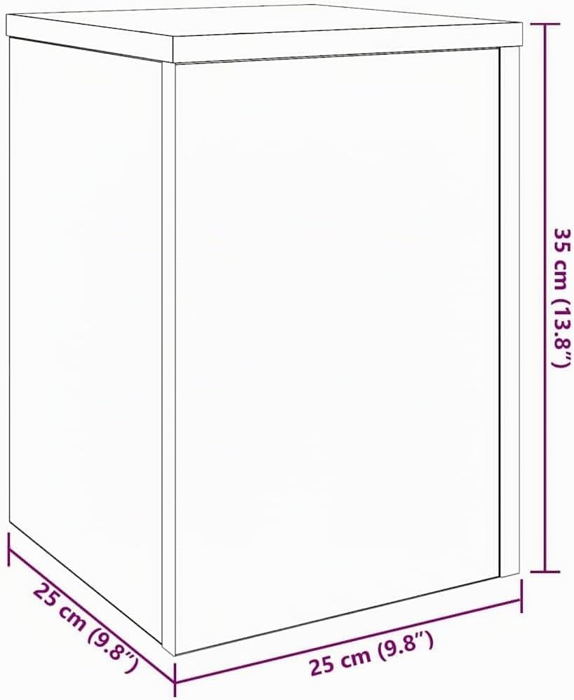 vidaXL Pflanzenständer 2 pcs Schwarz Eichen-Optik 25 x 25 x 35 cm, Wohzimmer Deko, moderner Pflanzen