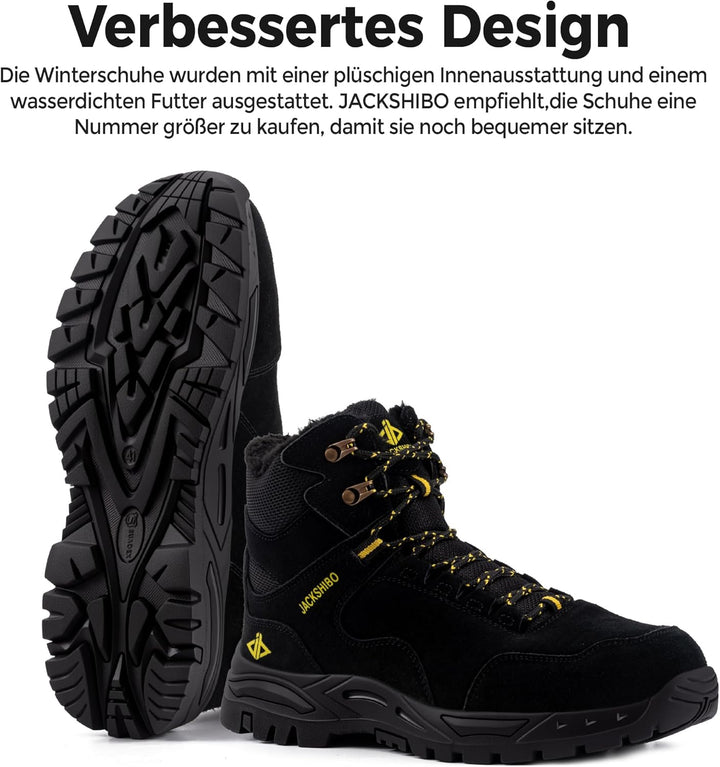 JACKSHIBO Winterschuhe Herren Winterstiefel Damen Warme Gefüttert Stiefel Wasserdicht Rutschfest Sch