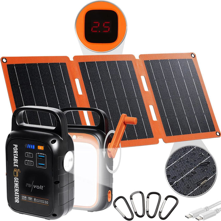 revolt Kurbelgenerator: Kurbel-Dynamo-Powerstation (22,5 Ah) mit 21-Watt-Solarpanel (Solar Powerstat