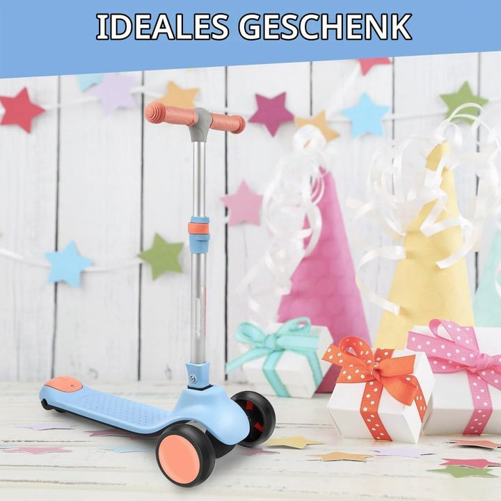 Kinderroller ab 3 Jahren, Roller Kinder mit LED-Rädern, Faltbare Kinderscooter für 3-10 Jahren Blau,