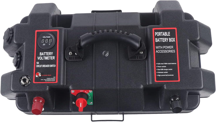 Akku Batteriebox Aufbewahrung Batterie Box mit Doppel-USB-Anschluss, Echtzeitüberwachung, für Marine