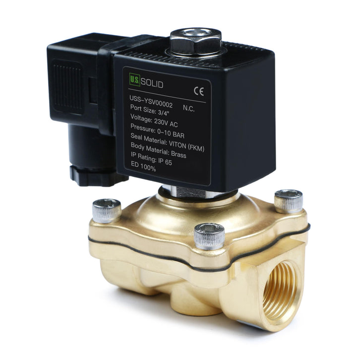 U.S. Solid Solenoid Valve Magnetventil Messing G 1/2" 230V AC Normal geschlossen NC 0-10 bar, elektr