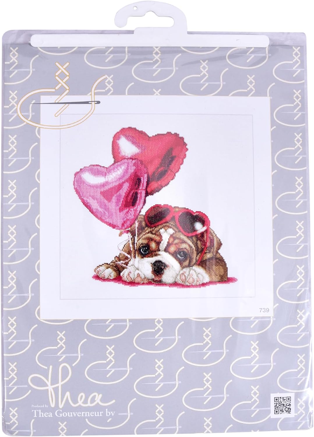 Thea Gouverneur - Kreuzstich-Set - Valentine elpe - Aida - 16 Count - Für Erwachsene - 739A 12"-by-1