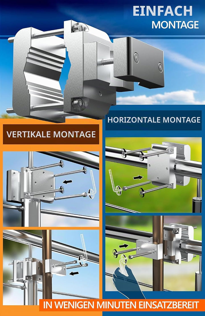 4smile Sonnenschirmhalter Balkongeländer SunnyRock - Extra-Starke Aluminium Sonnenschirm Halterung B