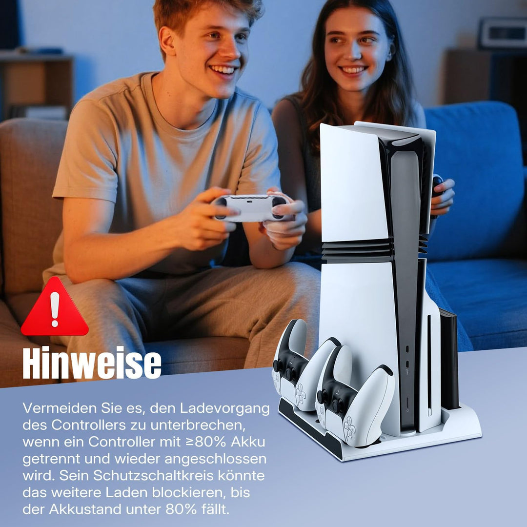 Wigearss PS5/PS5 Slim/PS5 Pro Kühler Standfuss mit Dual Controller Ladegerät, PS5 Controller Ladesta