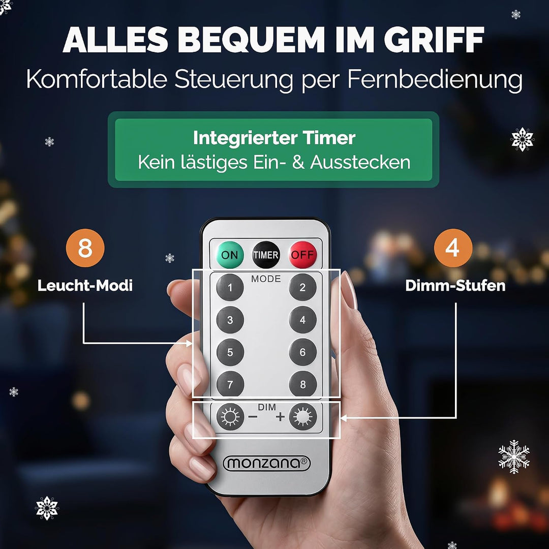 MONZANA® LED Weihnachtsmann Leiter XXL 240cm In-/Outdoor Timer 8 Leuchtfunktionen Fernbedienung dimm