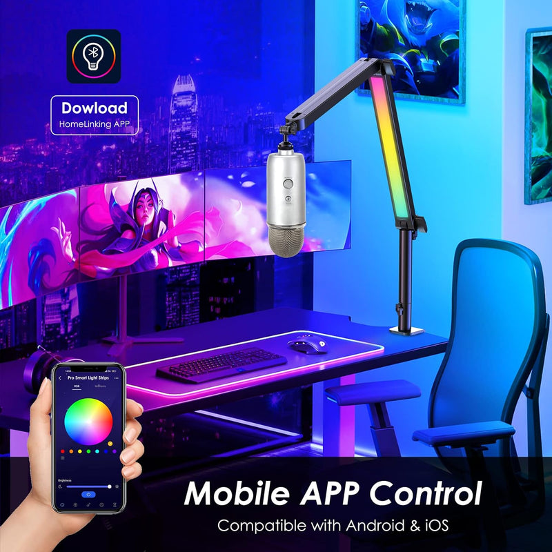 YOUSHARES RGB Mikrofon Arm kompatibel mit Shure SM7B, MV7, HyperX QuadCast, ProCast, Blue Yeti, Rode