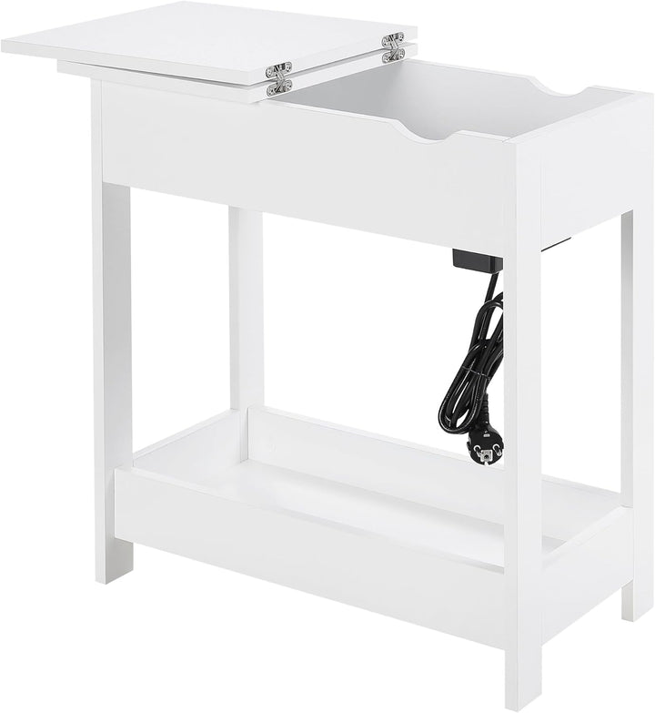 EUGAD Beistelltisch, Nachttisch mit Steckdose, Sofatisch, Couchtisch, Kleiner Tisch, Konsolentisch,
