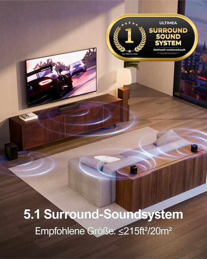 ULTIMEA 5.1 Surround Sound System, Soundbar für TV Geräte mit App Steuerung, Soundbar mit Subwoofer,