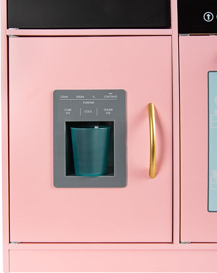 Leomark Kinderküche aus Holz Memo Rosa Spielküche mit goldenen Accessoires Holzküche für Kinder Spie