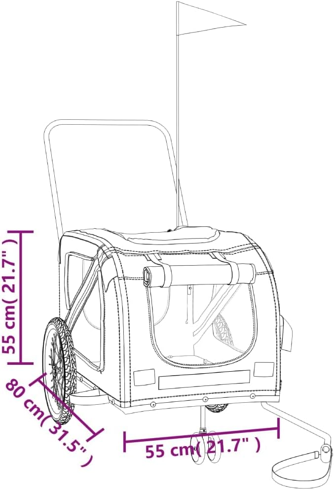 vidaXL Fahrradanhänger Hunde Hundeanhänger Hundetransporter Oxford-Gewebe Eisen Gelb 134 x 68 x 72 c