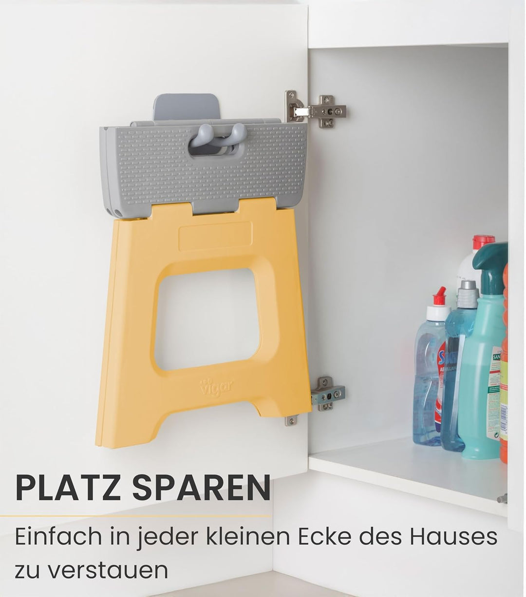 Vigar Kompakte Tritthocker Klappbar für Erwachsene, 32 cm, Klapphocker Faltbar 150 kg rutschfest, Le
